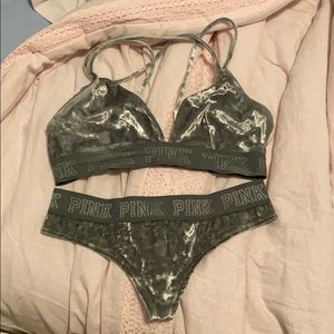Pink by Victoria’s Secret, velvet bralette & thong
